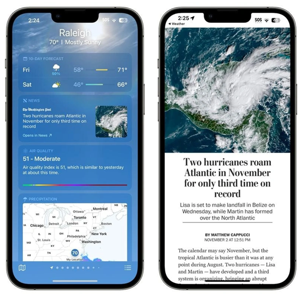 大同苹果14维修分享iPhone 14手机如何看天气时顺带看新闻 
