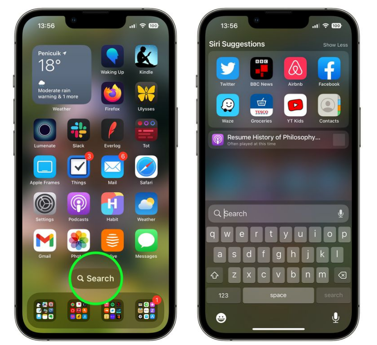 大同苹果手机维修分享升级到 iOS 16 后，如何删除主屏幕上的搜索按钮 