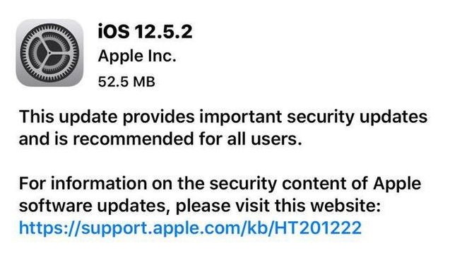 大同苹果手机维修分享iOS12.5.2发布，建议所有老苹果用户安装 